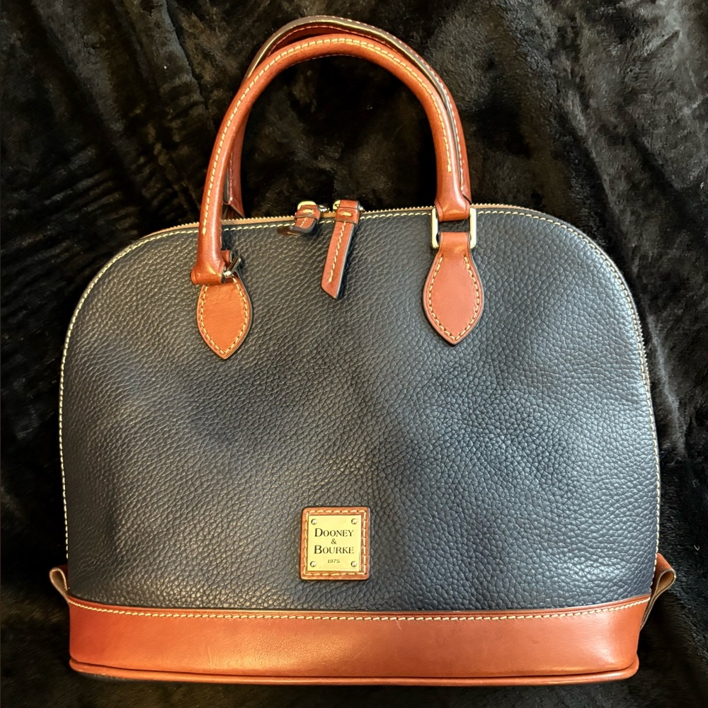 Dooney & Bourke Navy and Tan Satchel